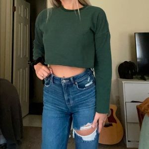 Women’s Forever 21 Crop Sweater Army Green Size Small - so cozy!